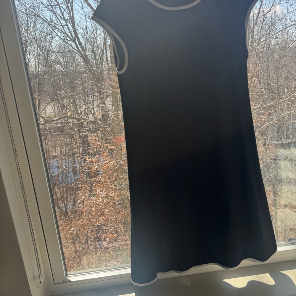 Chic Black Dress with White Accents